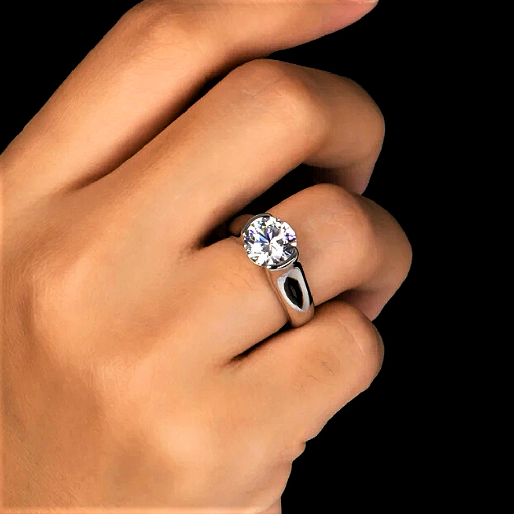 Solitario a Musone con Moissanite D Color VVS1 da ct 2,00