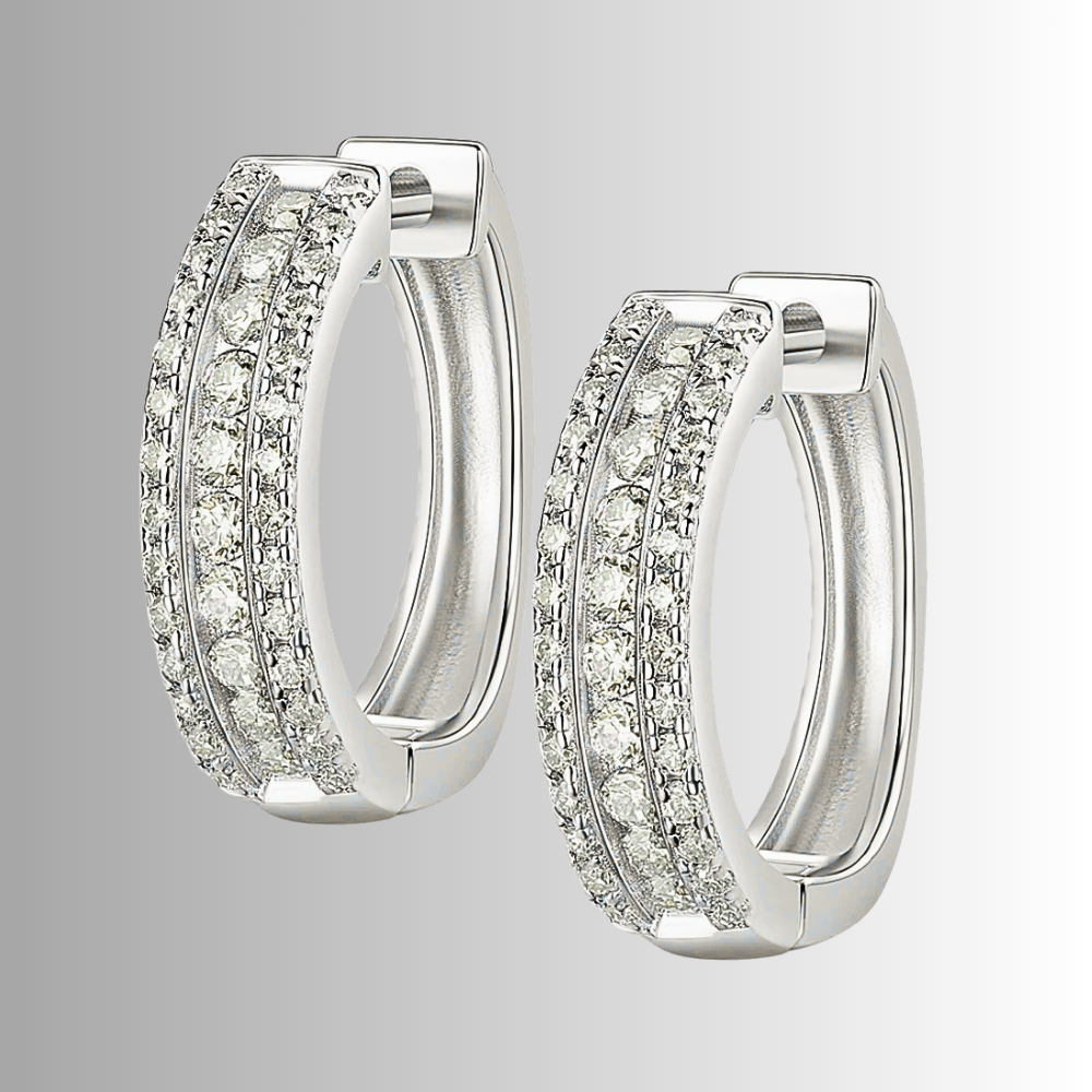 Orecchini Ovali con Pavè di Moissaniti