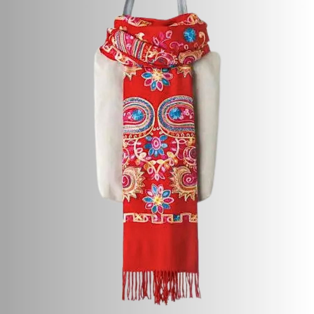 Pashmina Misto Lana Ricamata a Mano