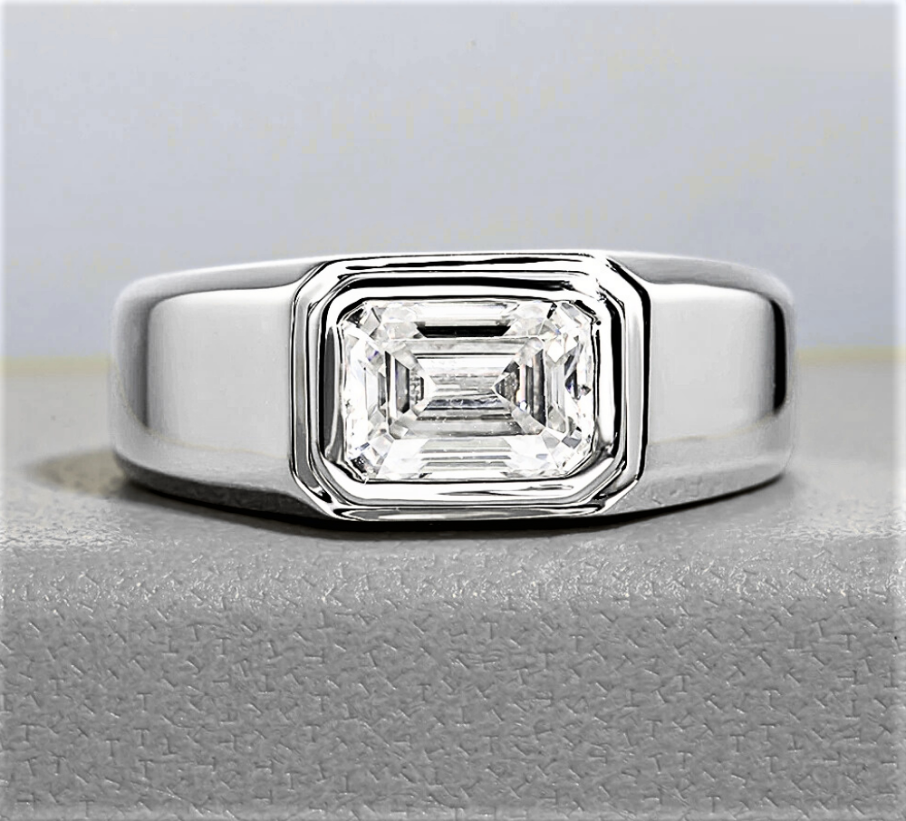 Fede con Moissanite Taglio Smeraldo di ct 2,00