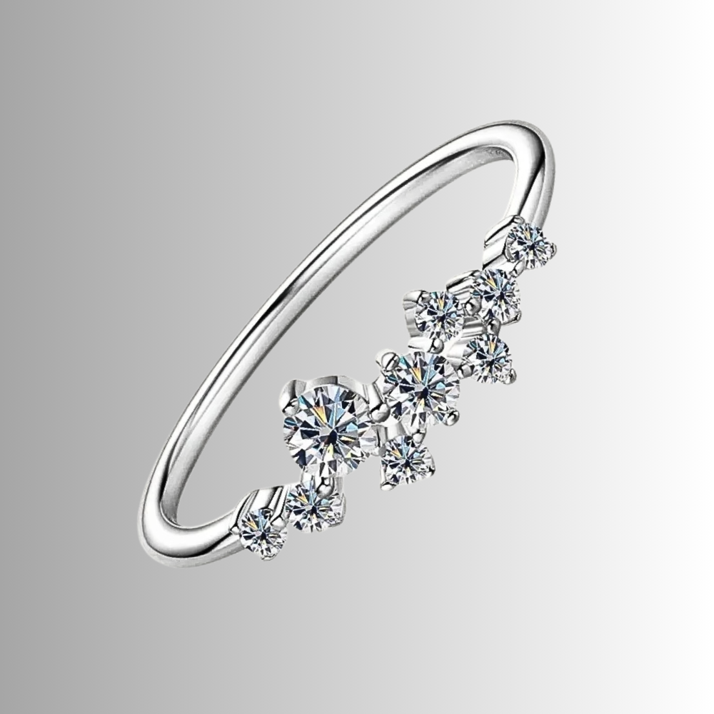 Parure Collana, Bracciale e Anello con Moissaniti Sfalsate