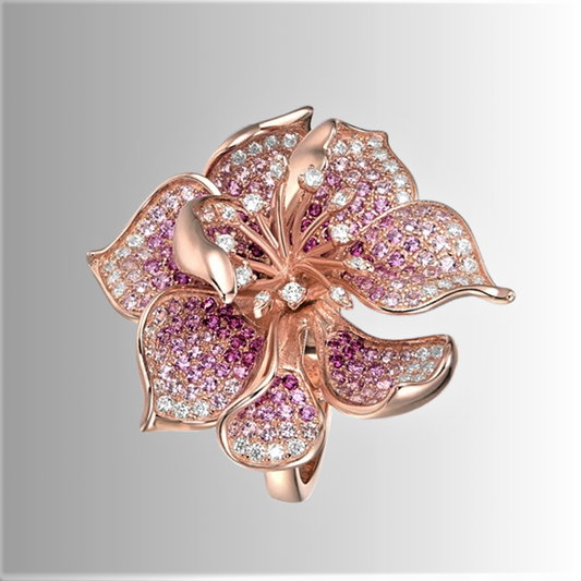 Fascia Fiore con Zaffiri Rosa e Rubini Coltivati