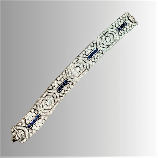 Bracciale a Fascia con Zaffiri e Brillanti Coltivati