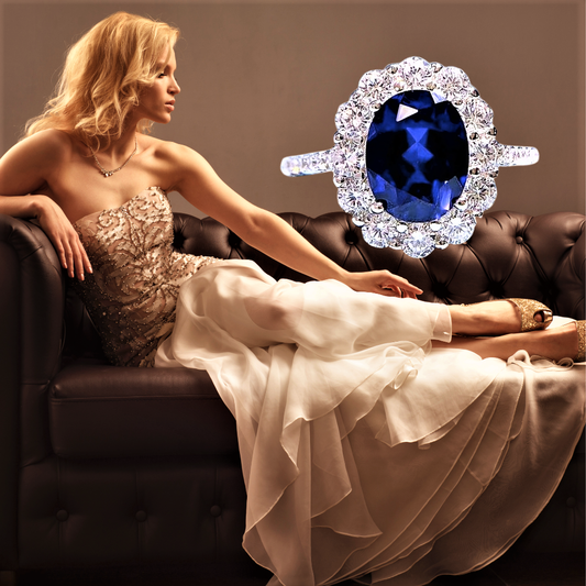Anillo "Flor Azul" Elegancia italiana atemporal 