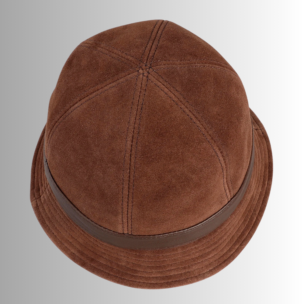 Cappello in Pelle Scamosciata d'Agnello