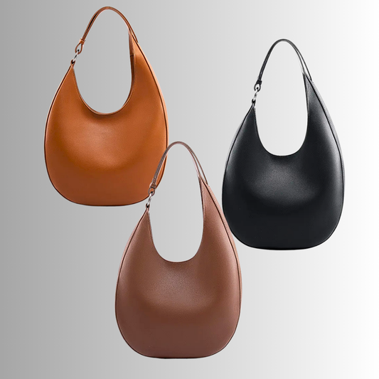 Borsa Hobo Allungata  in Vera Pelle di Vitellino