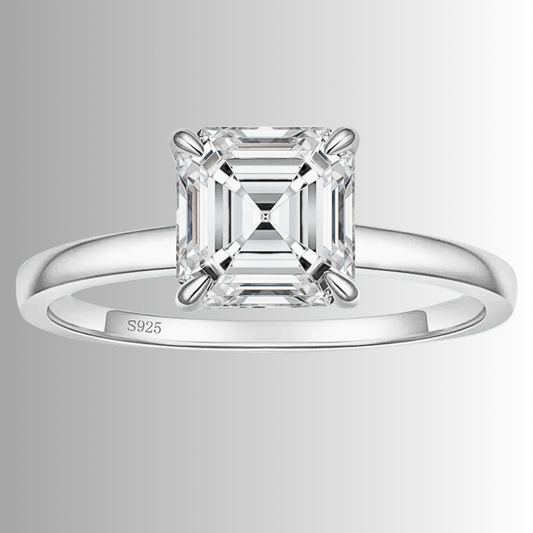 Solitario con Moissanite Taglio Asscher Certificata da ct 1,00