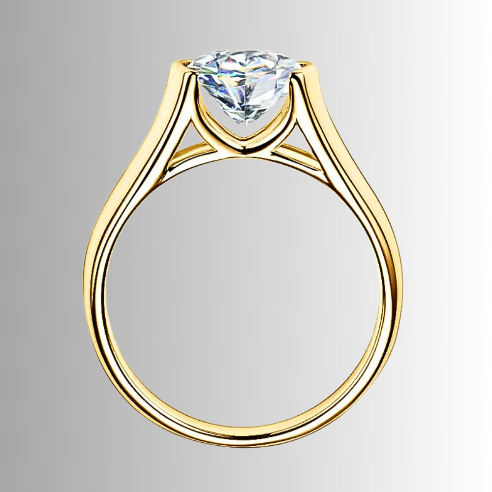 Solitario con Castone Aperto con Moissanite di ct 2,00