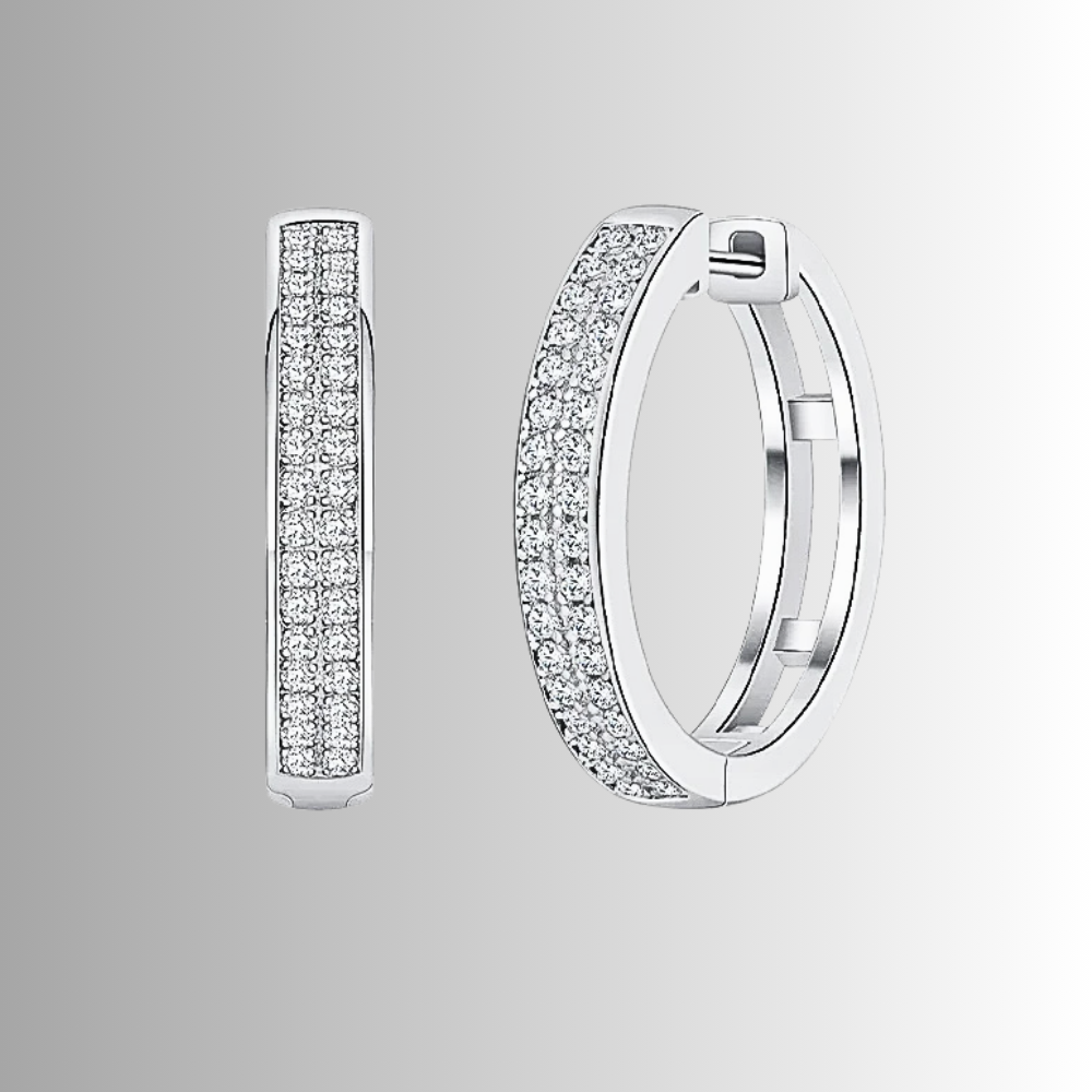 Orecchini a Cerchio con due file di Moissaniti per ct 0,34