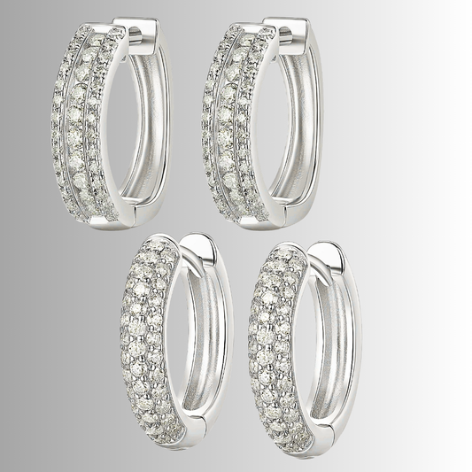 Orecchini Ovali con Pavè di Moissaniti