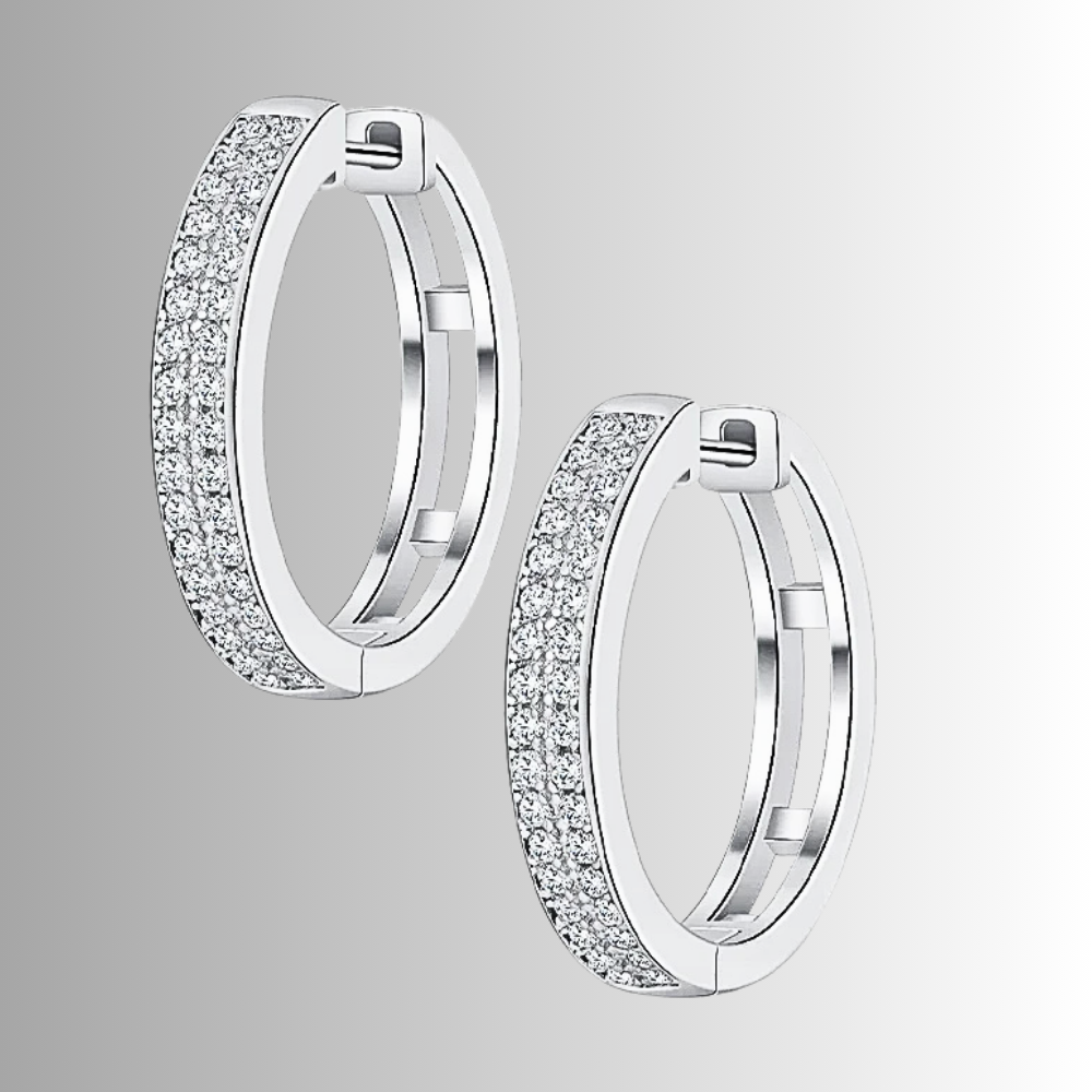 Orecchini a Cerchio con due file di Moissaniti per ct 0,34