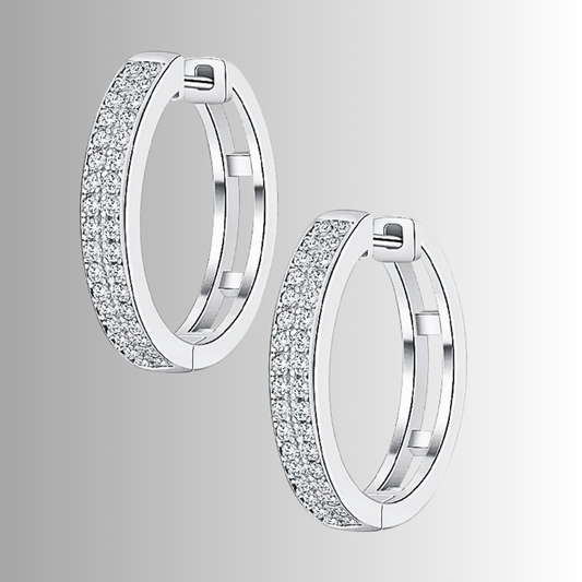 Orecchini a Cerchio con due file di Moissaniti per ct 0,34