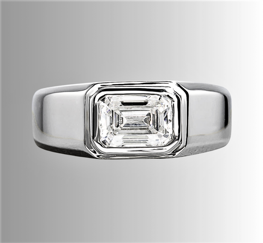 Solitario Fede con Moissanite D color VVS1 Taglio Smeraldo di ct 2,00