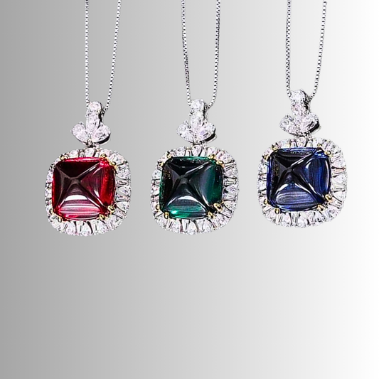 Mini Collezione di Collane con Rubino, Zaffiro, Smeraldo Coltivato