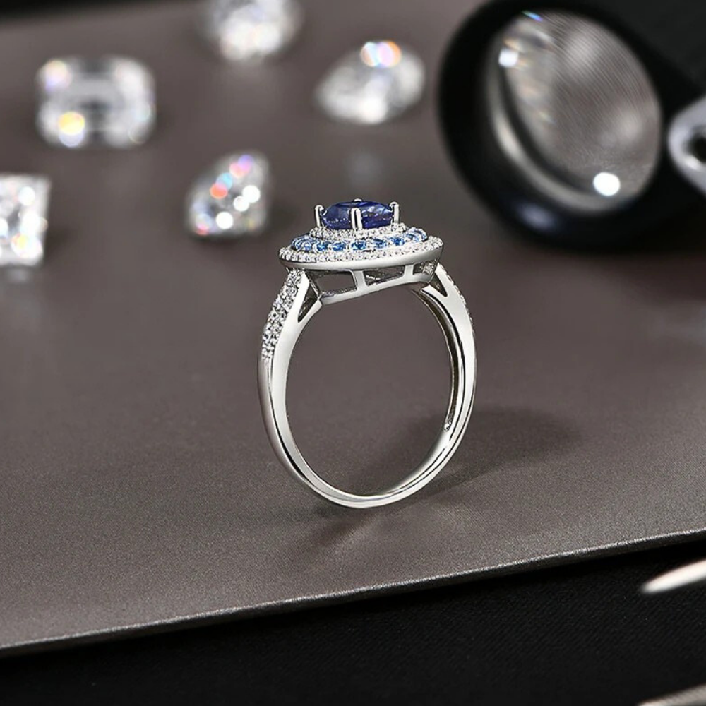 Fascia con Moissaniti Blu Zaffiro Ceylon e D color