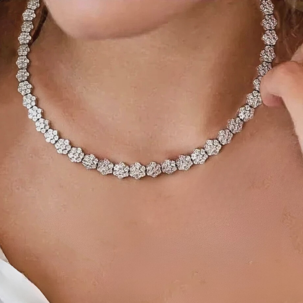 Bracciale e Collana a Fiori Esagonali con Moissaniti