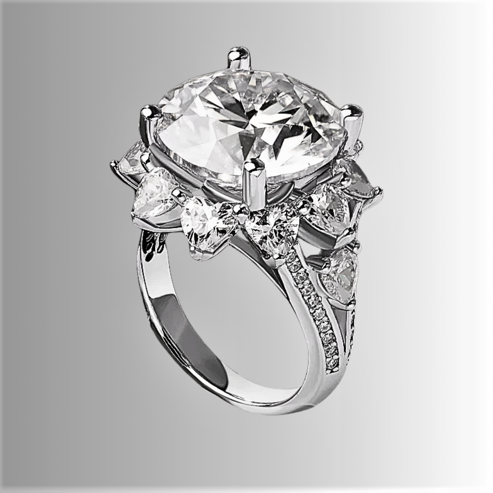 Anello "Regina di Cuori" con Moissanite D Color:  3 o 10 Carati di Splendore