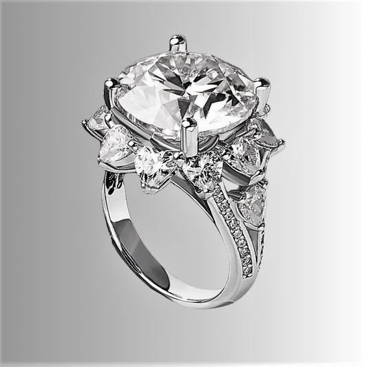 Anello "Regina di Cuori" con Moissanite D Color:  3 o 10 Carati di Splendore