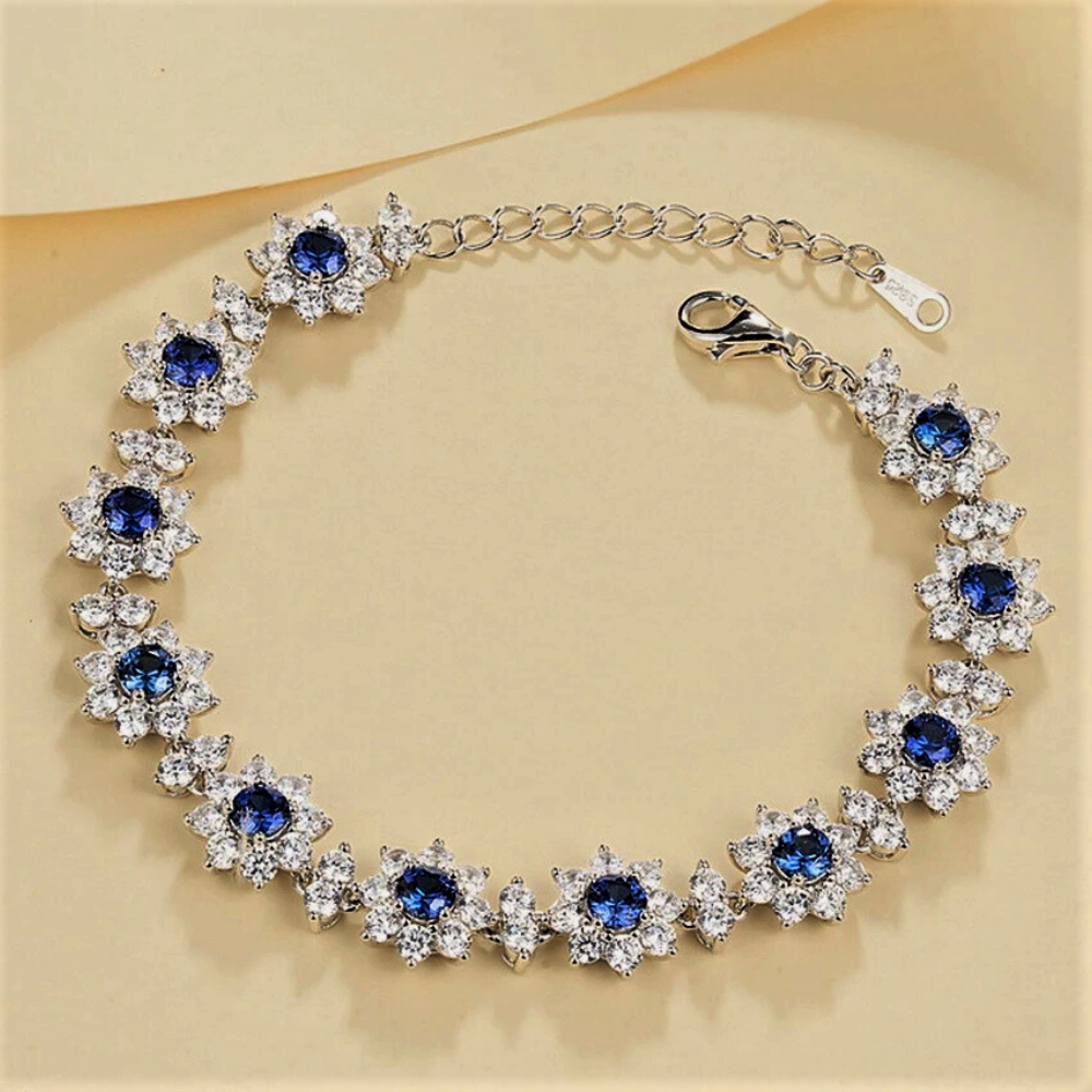 Bracciali a Fiori con Smeraldi, Rubini o Zaffiri con Brillanti Sintetici ad Alto Contenuto di Carbonio
