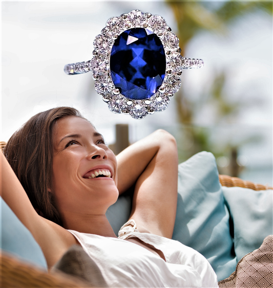 Anillo "Flor Azul" Elegancia italiana atemporal 