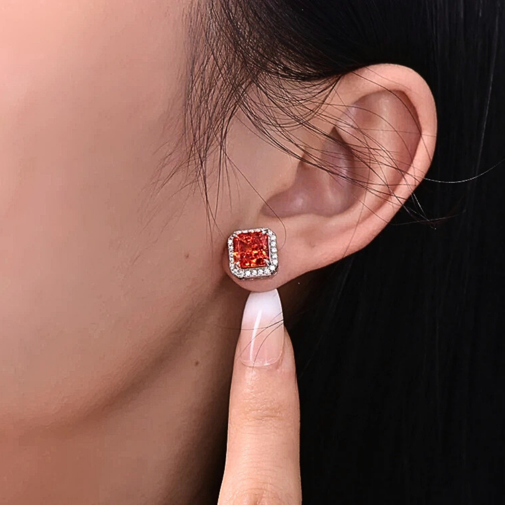 Orecchini a Rombo con Moissaniti Colorate di Ct 4,00