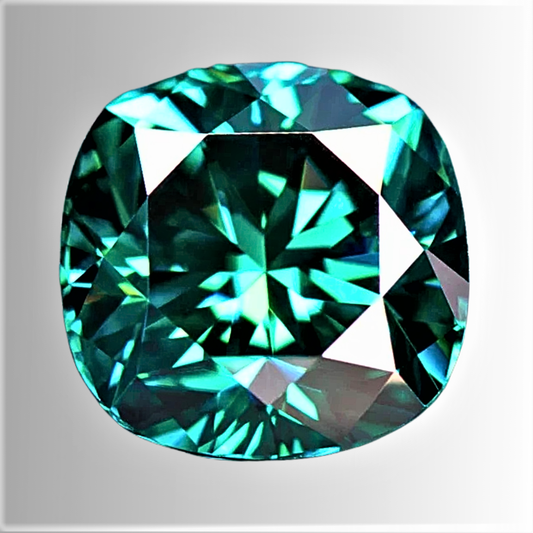 Moissanite Verde Smeraldo Taglio Cuscino Certificata