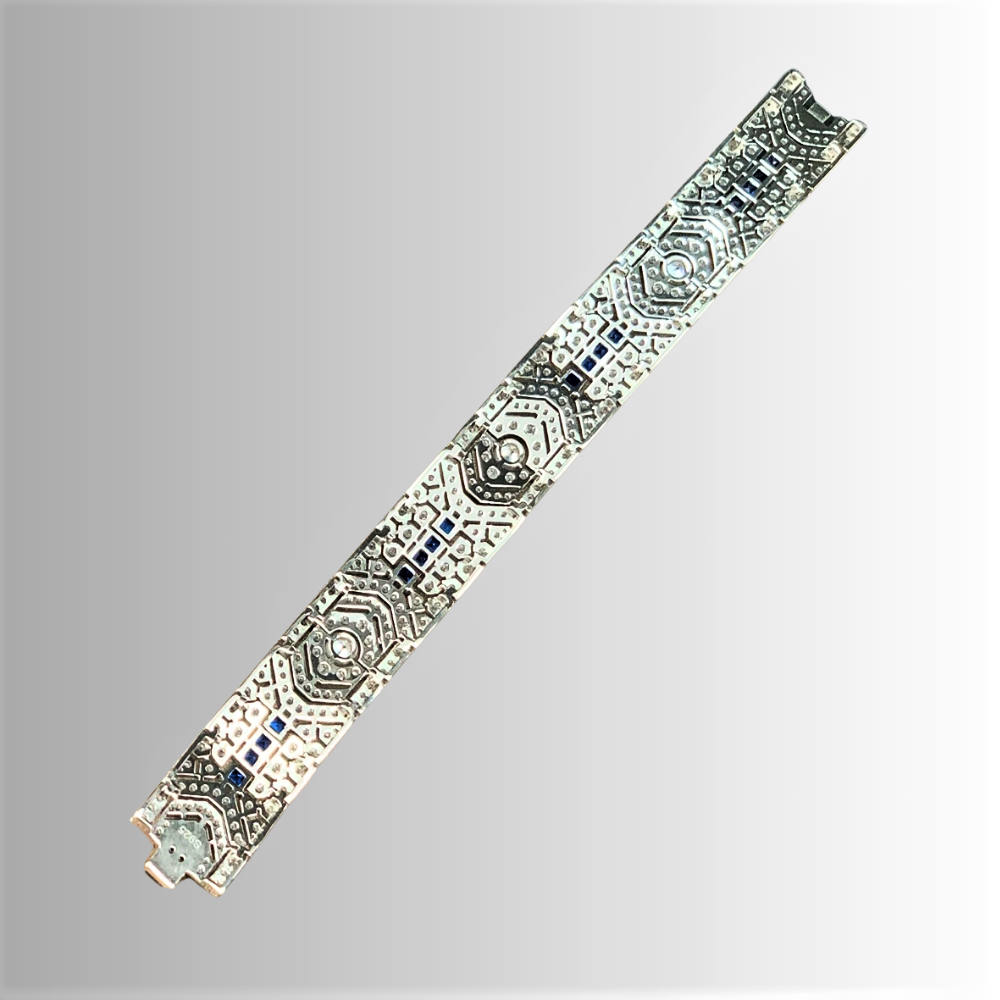 Bracciale a Fascia con Zaffiri e Brillanti Coltivati