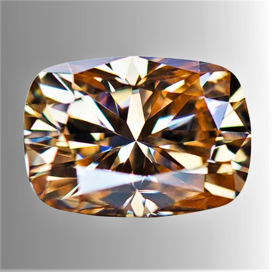Moissanite Champagne Taglio Cuscino Allungato Certificata