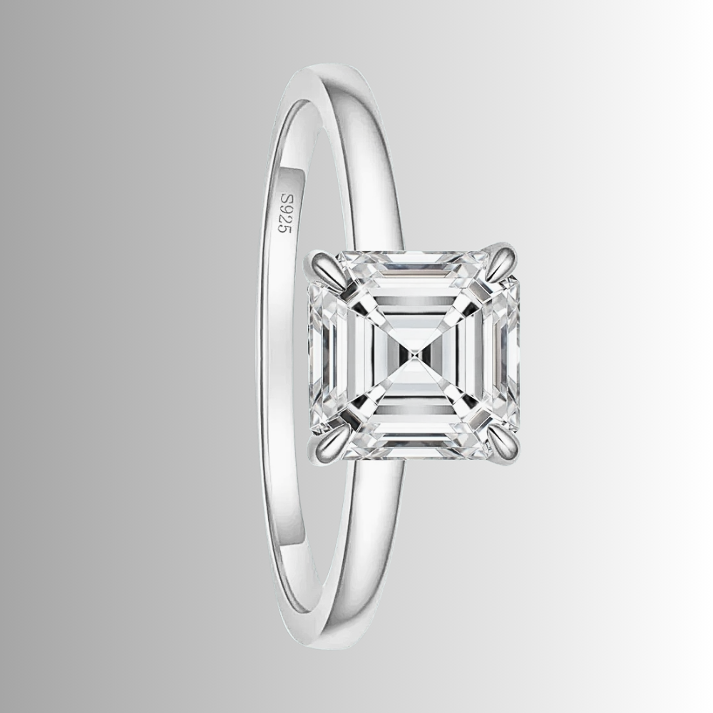 Solitario con Moissanite Taglio Asscher Certificata da ct 1,00