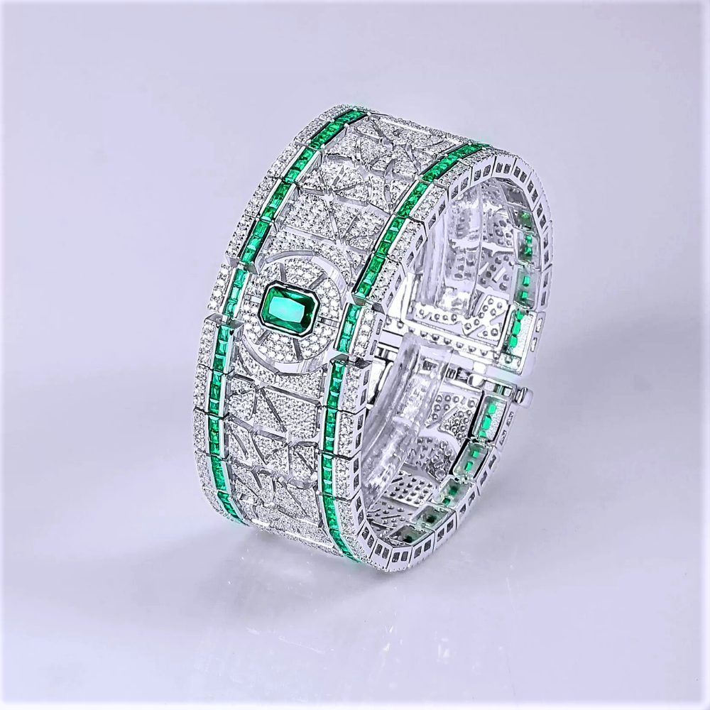 Bracciale con Smeraldi Colombiani e Brillanti Coltivati