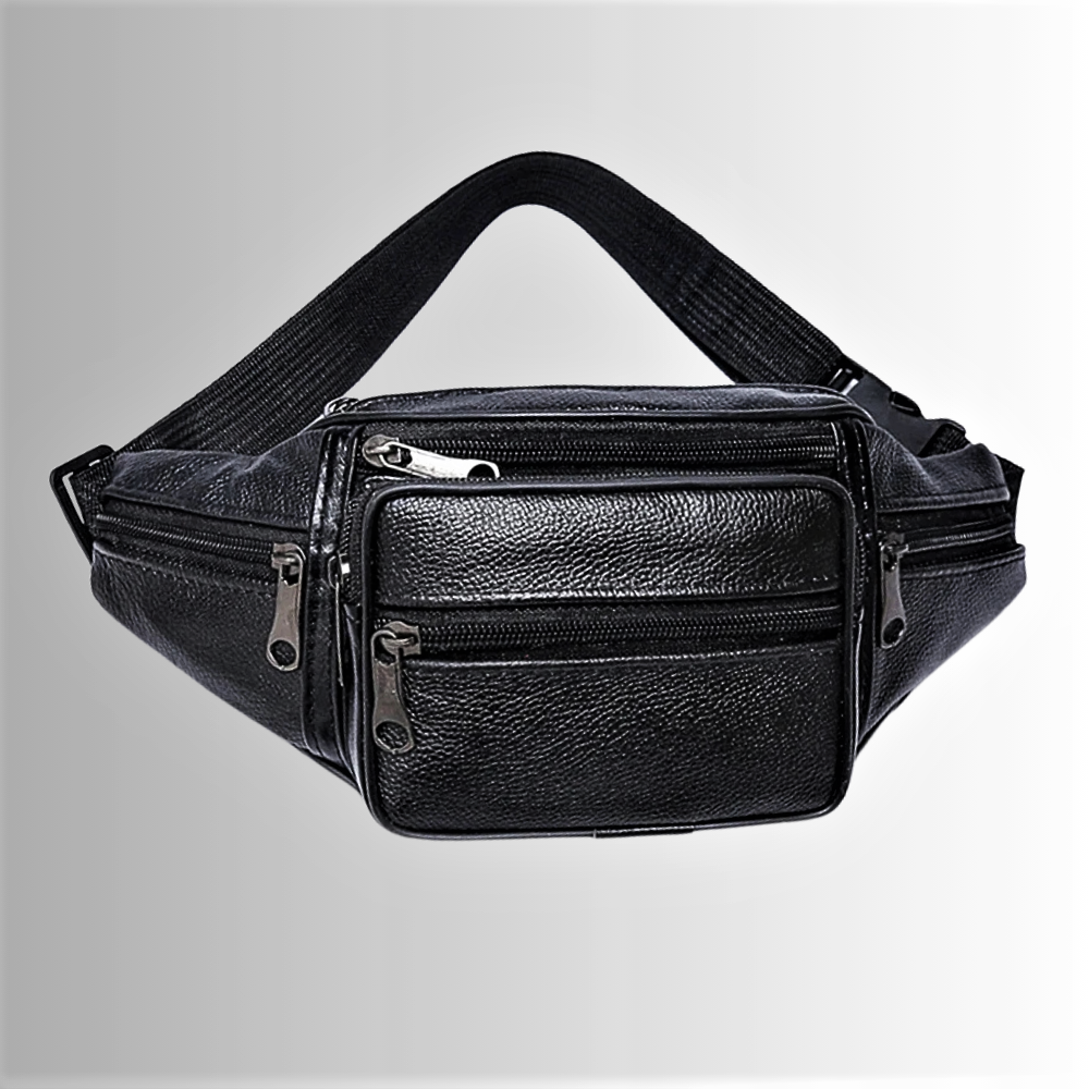 Marsupio a 6 Tasche in Vera Pelle di Vitellino