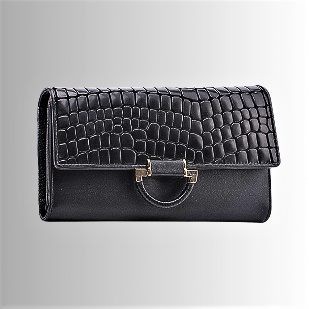 Genuine Cowhide Leather Wallet with Crocodile Texture