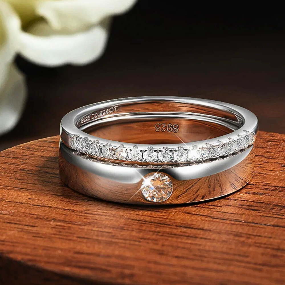 Parure di Solitario e Fedina in Moissanite D Color