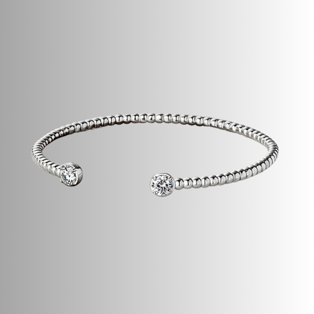 Bracciale Rigido Aperto con due Moissaniti da ct 0.50