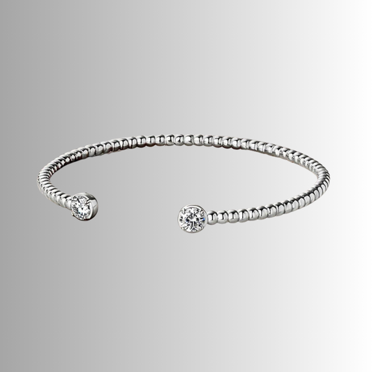 Bracciale Rigido Aperto con due Moissaniti da ct 0.50