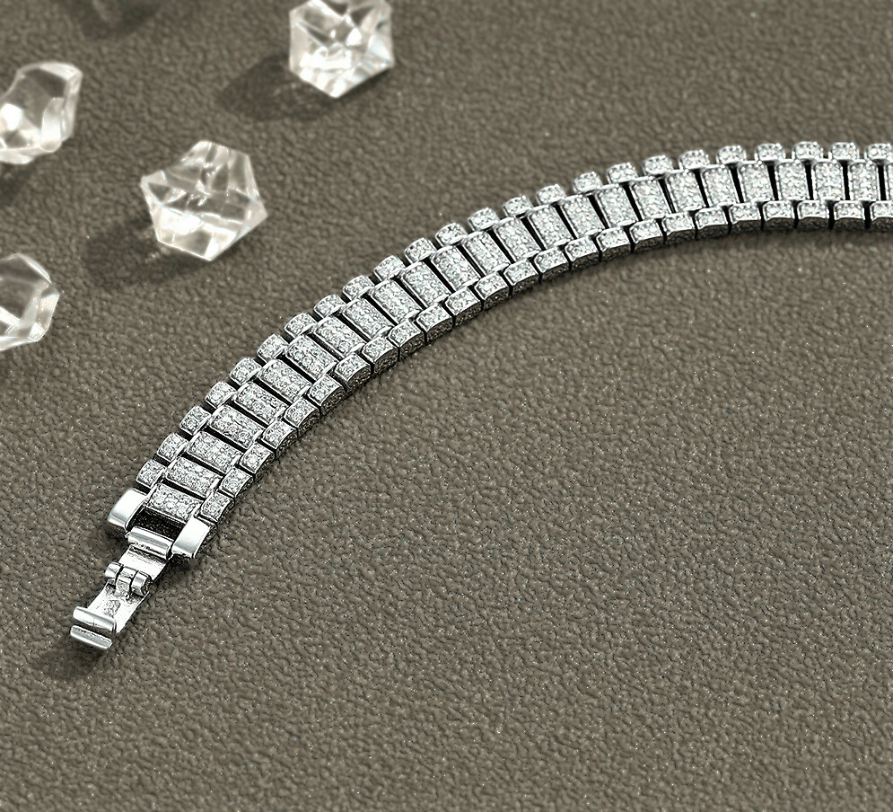 Bracciale "Chain Link" con Pavè di Moissaniti D Color