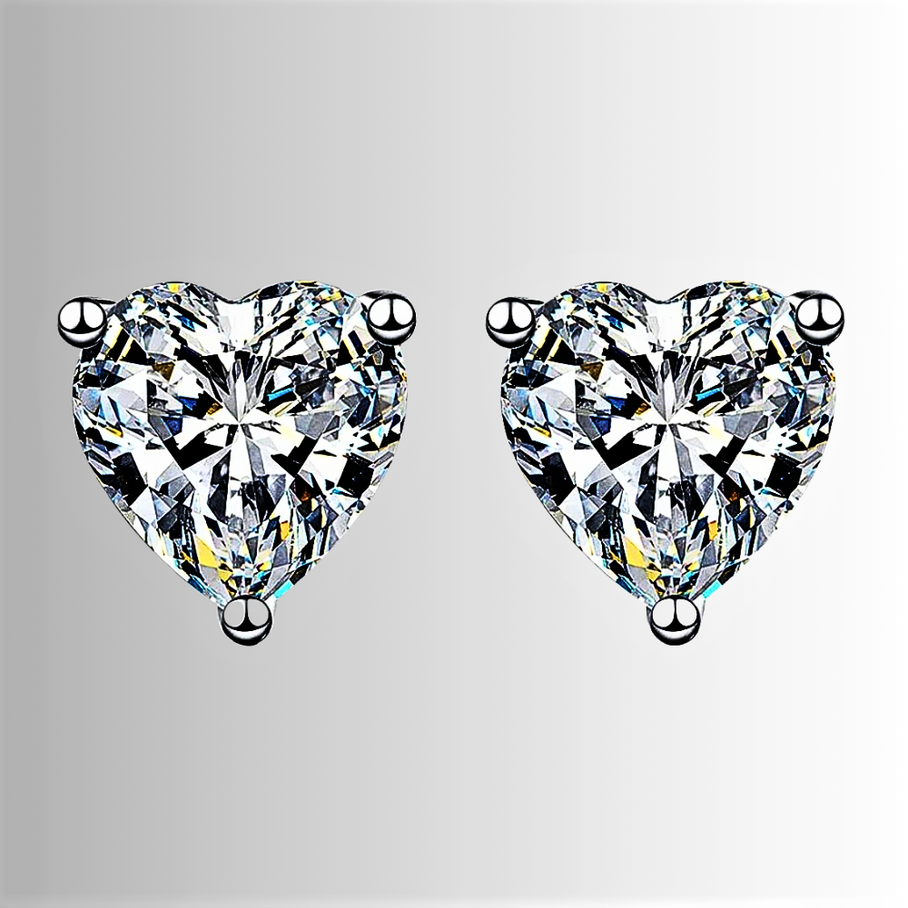 Orecchini Punto Luce con Moissaniti Taglio Cuore