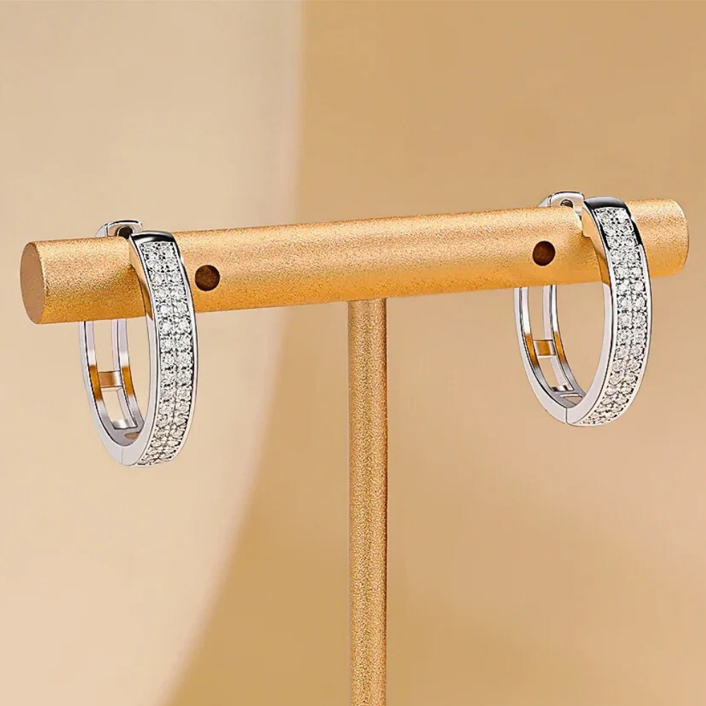 Orecchini a Cerchio con due file di Moissaniti per ct 0,34