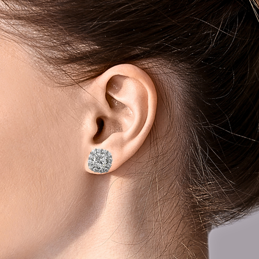 Orecchini a Fiore con Moissaniti Colorate di ct 4,00