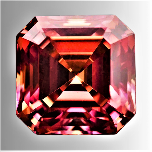 Moissanite Taglio Asscher Colore Rosso/Arancio Certificata