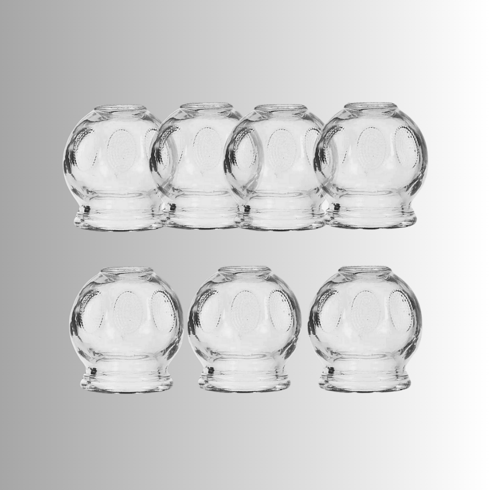 Set of 7 Glass Cupping Cups: Fight Cellulite While Relaxing Muscles and Benefiting Your Body 