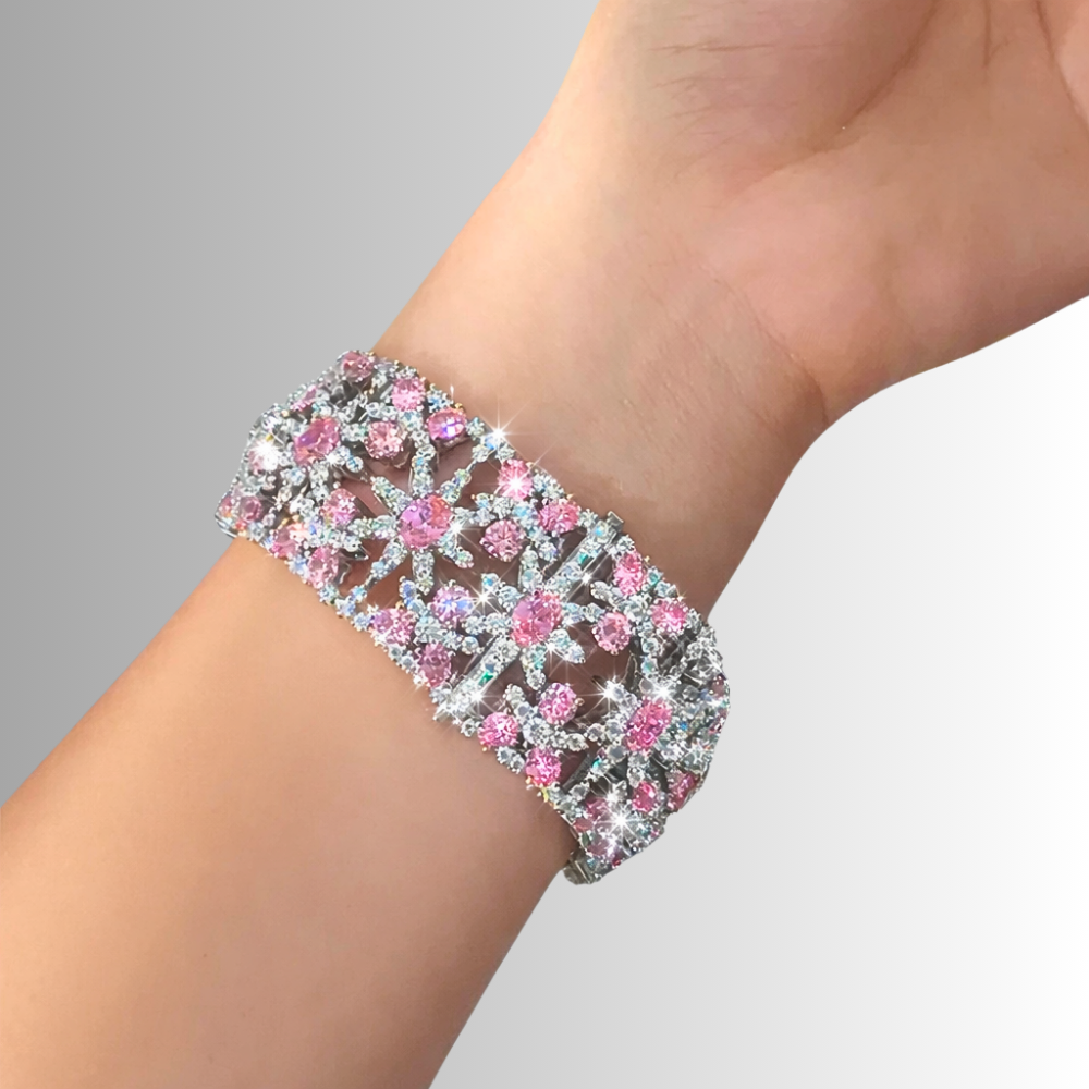 Bracciale a Fascia con Zaffiri Rosa creati in Laboratorio