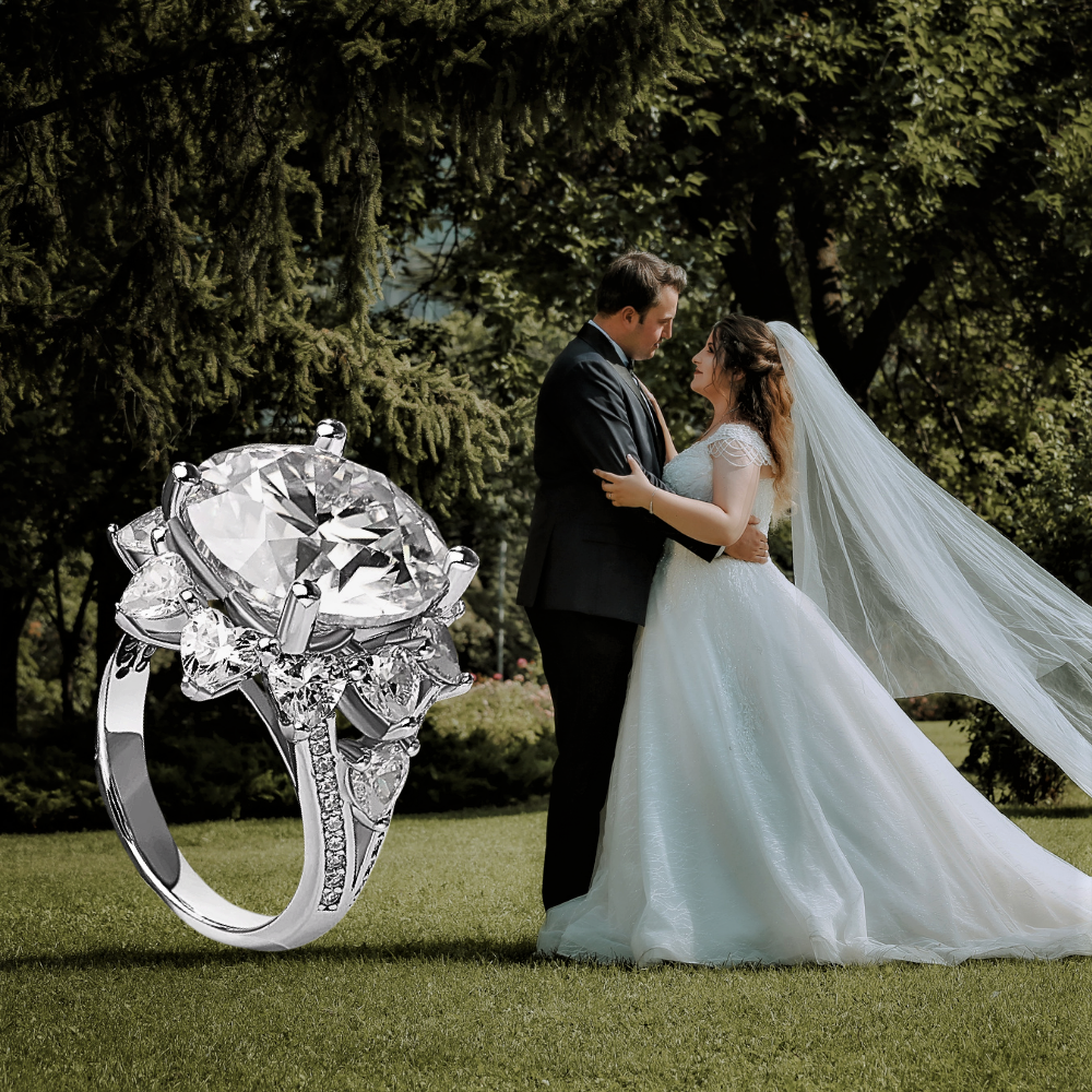 Anello "Regina di Cuori" con Moissanite D Color:  3 o 10 Carati di Splendore