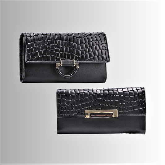 Genuine Cowhide Leather Wallet with Crocodile Texture