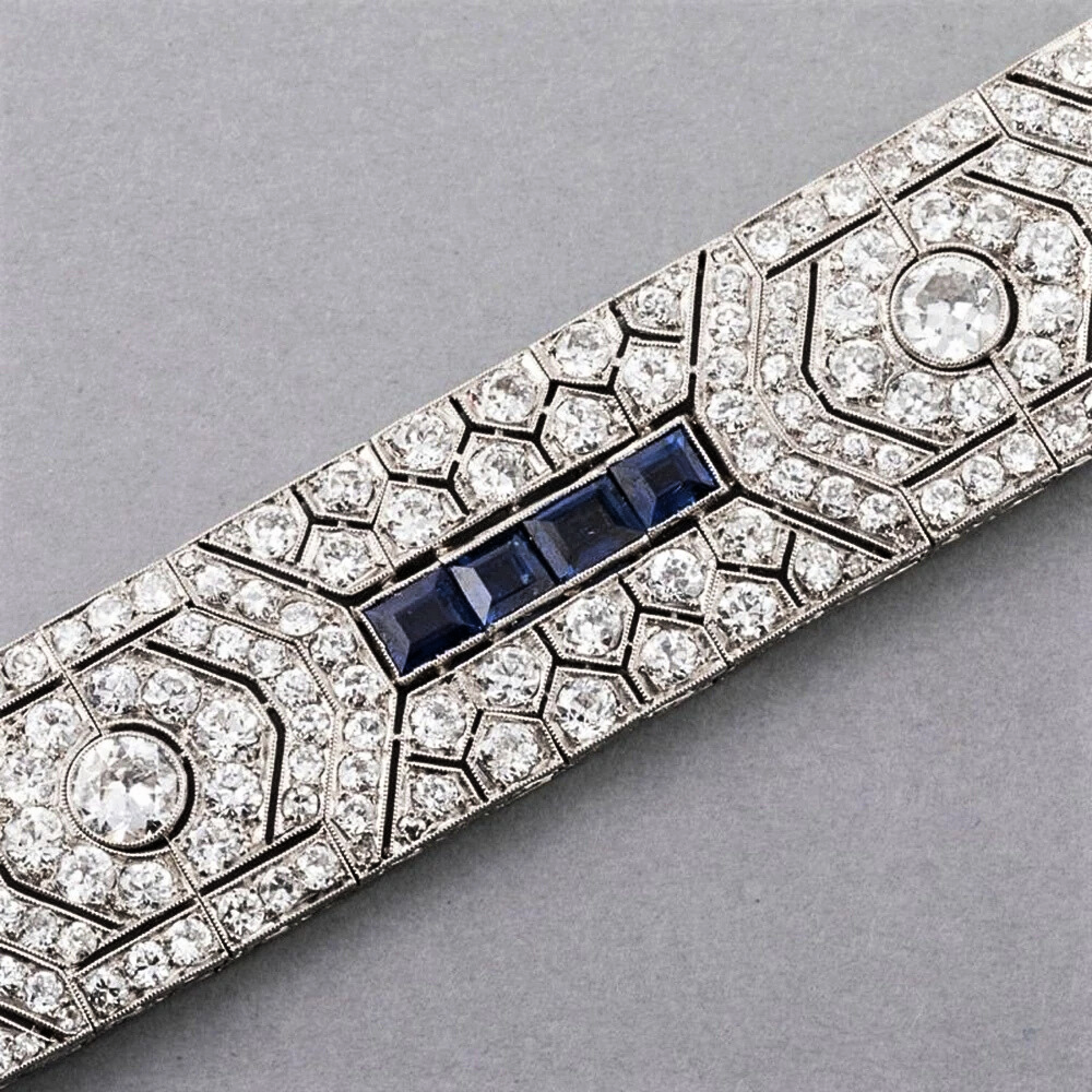 Bracciale a Fascia con Zaffiri e Brillanti Coltivati