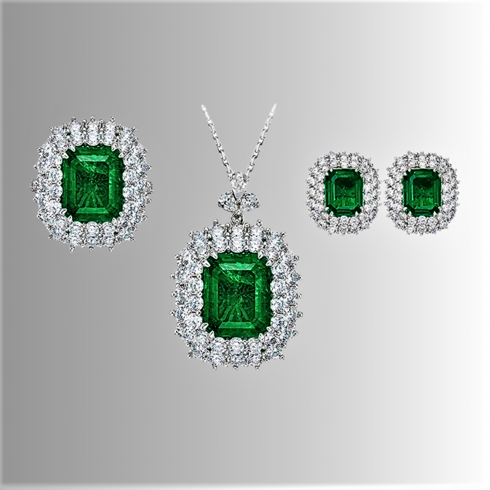 Anello con Smeraldo Colombiano Taglio Smeraldo Lab Grown per ct 6,50 e Brillanti Coltivati