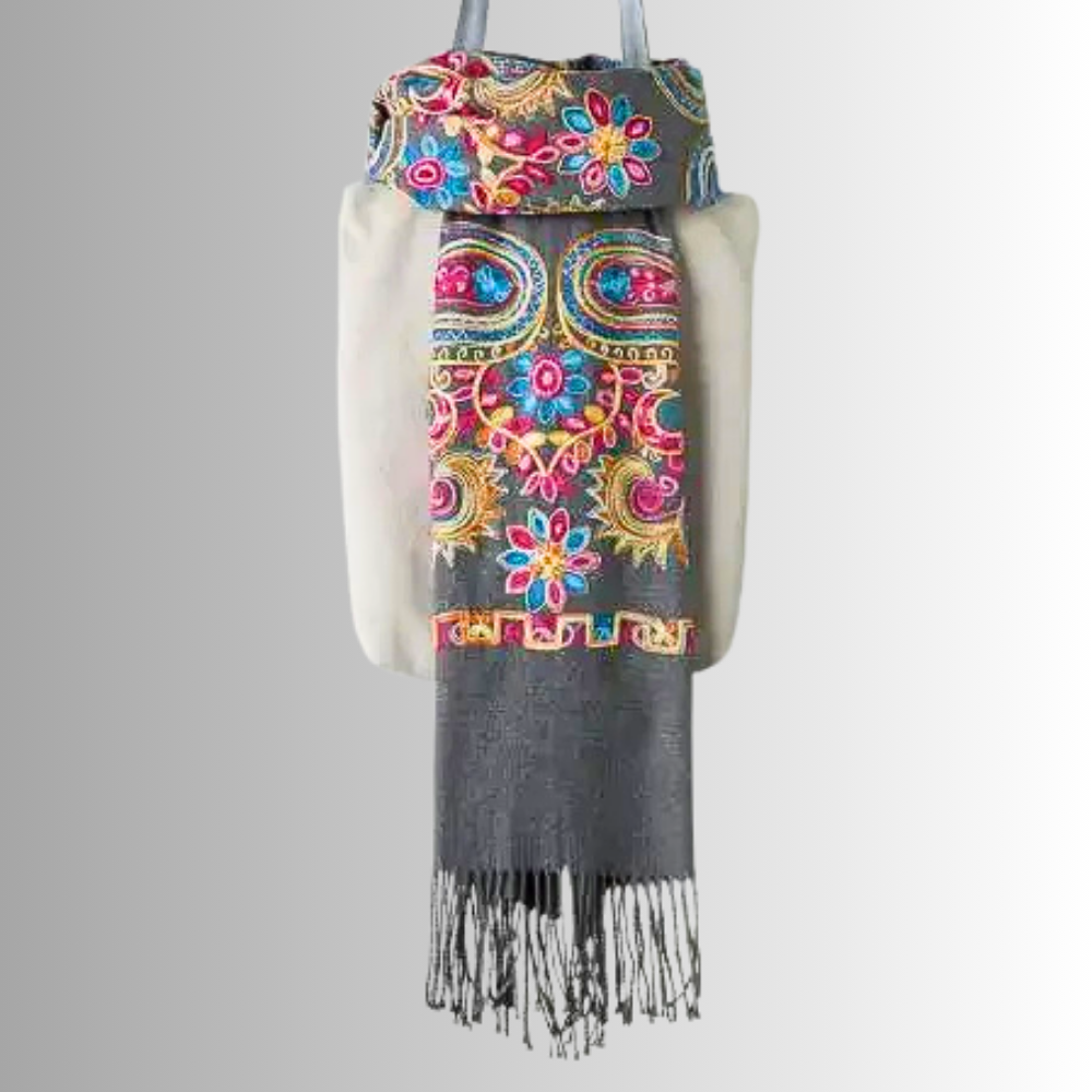 Pashmina Misto Lana Ricamata a Mano