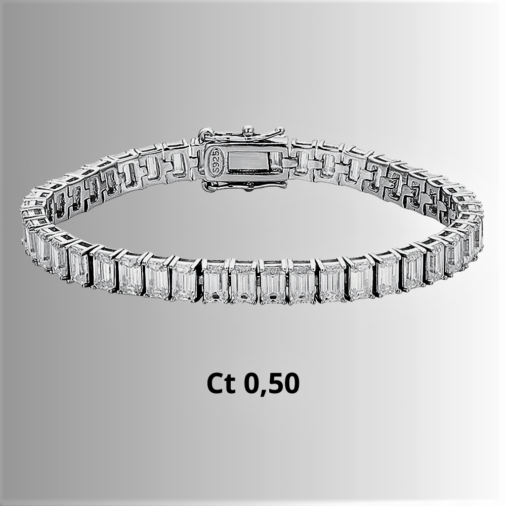 Bracciale Tennis con Moissaniti Taglio Smeraldo