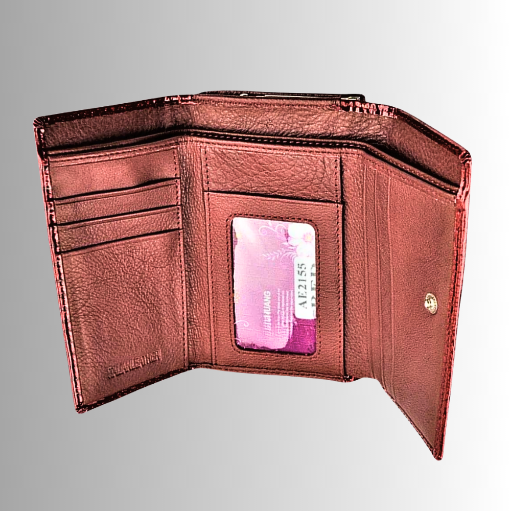 Cartera de piel de becerro auténtica con temática de cocodrilo