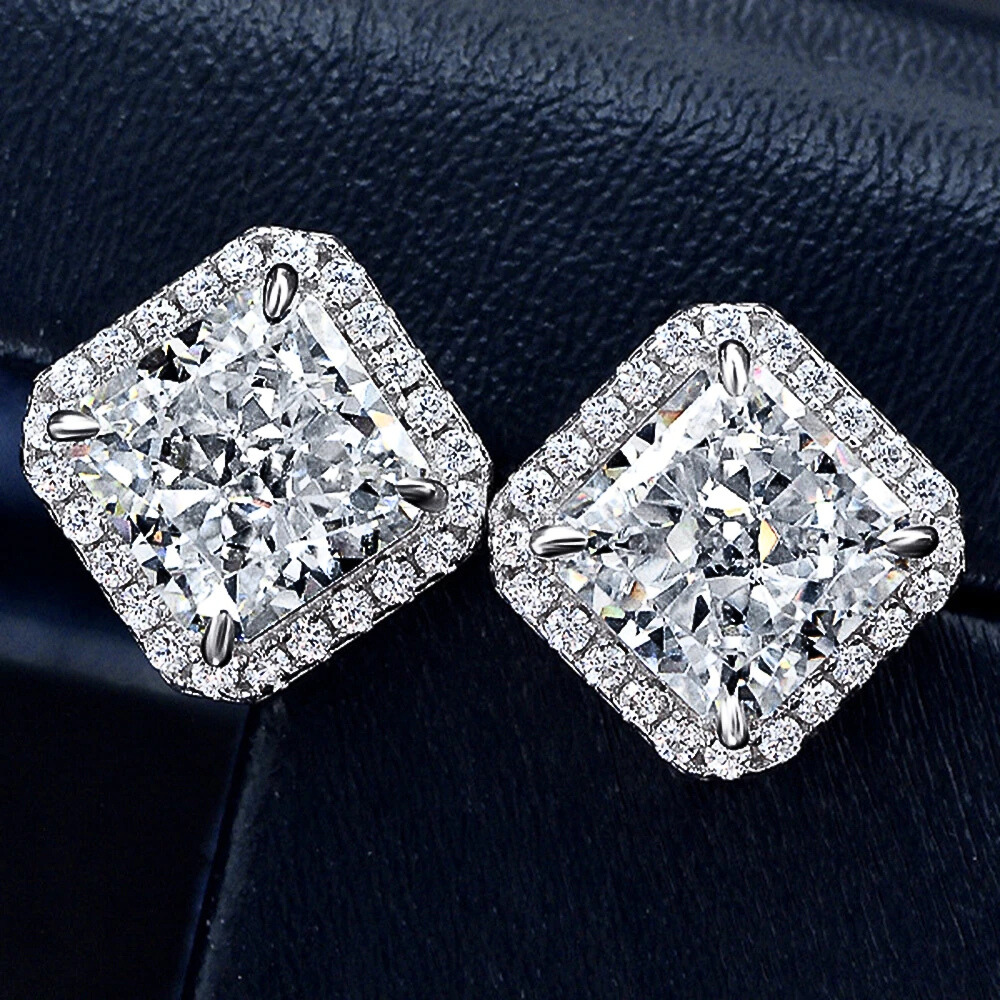 Orecchini a Rombo con Moissaniti Colorate di Ct 4,00